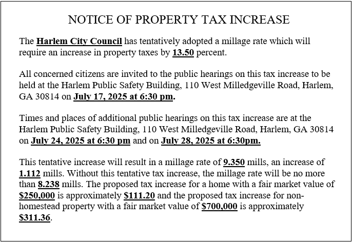 2025 Harlem Notice of Tax Increase 1
