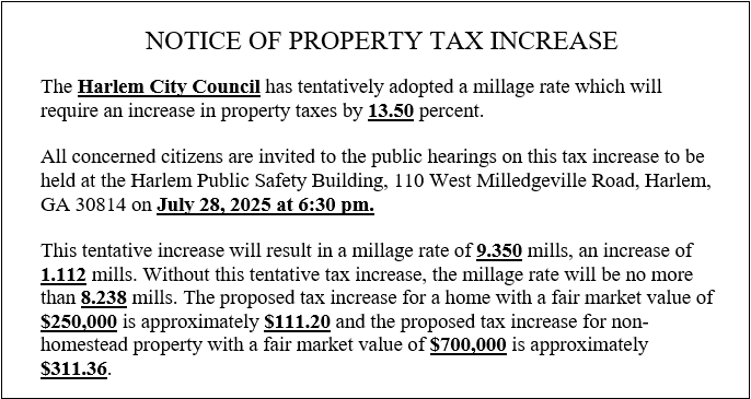 2025 Harlem Notice of Tax Increase 3